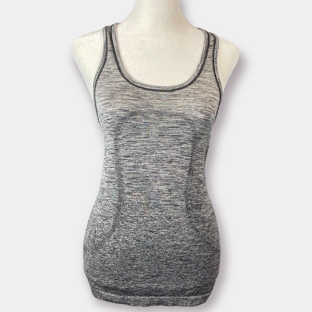 NEW Lululemon Swiftly Tank Racerback Heather Gray Black Size 4